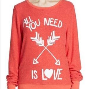 Wildfox Red Sweatshirt Medium Valentines Love is